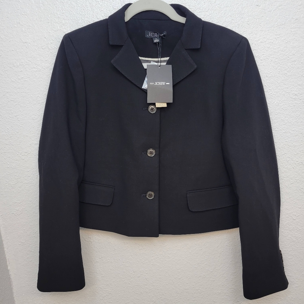 J Crew Cropped lady blazer in four-season stretch CN786 Size 2 Petite NWT Black - Picture 5 of 9